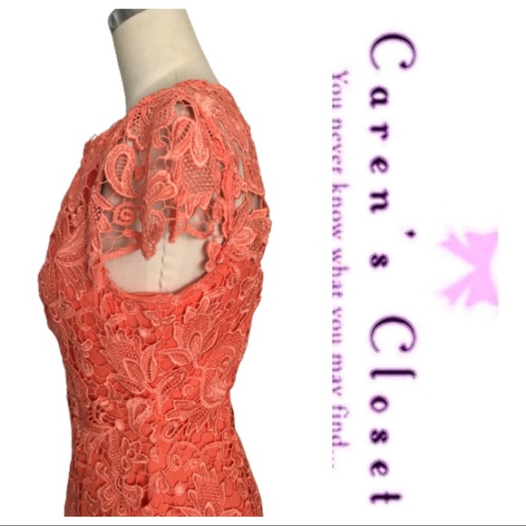 Vince Camuto  Peach Lace Party Cocktail Dress - Picture 7 of 9